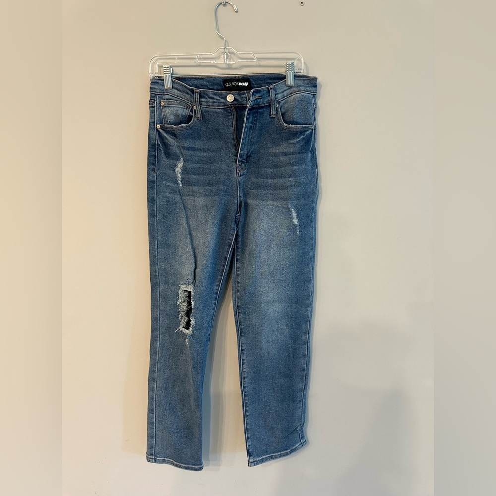 Fashion Nova Ripped Blue Jeans